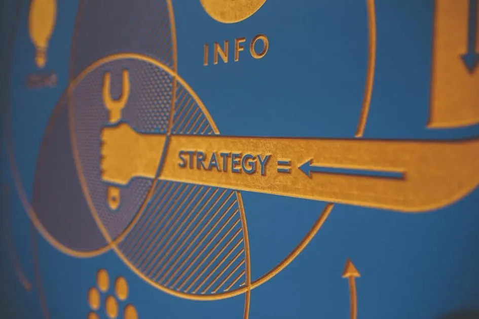 A drawing of a key labelled strategy